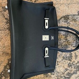 Large black logo bag with silver hardware